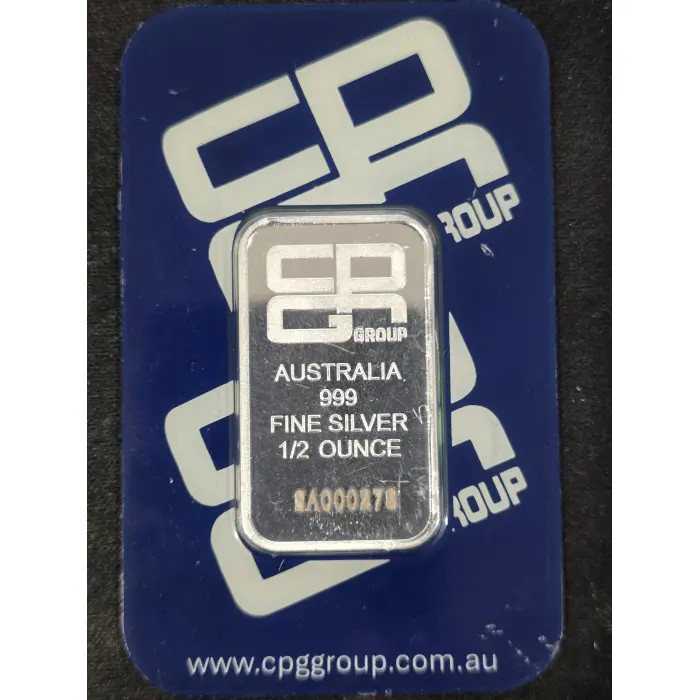 CPG group 1/2 oz silver bar in assay