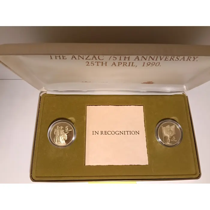 1990 5 Dollar Proof ANZAC 75th Anniversary Gallipoli Veteran Presentation Set