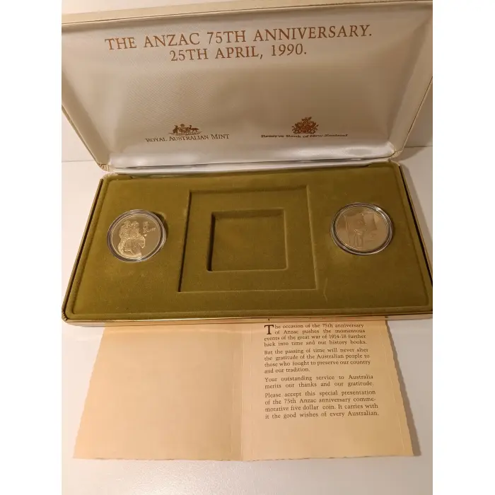 1990 5 Dollar Proof ANZAC 75th Anniversary Gallipoli Veteran Presentation Set