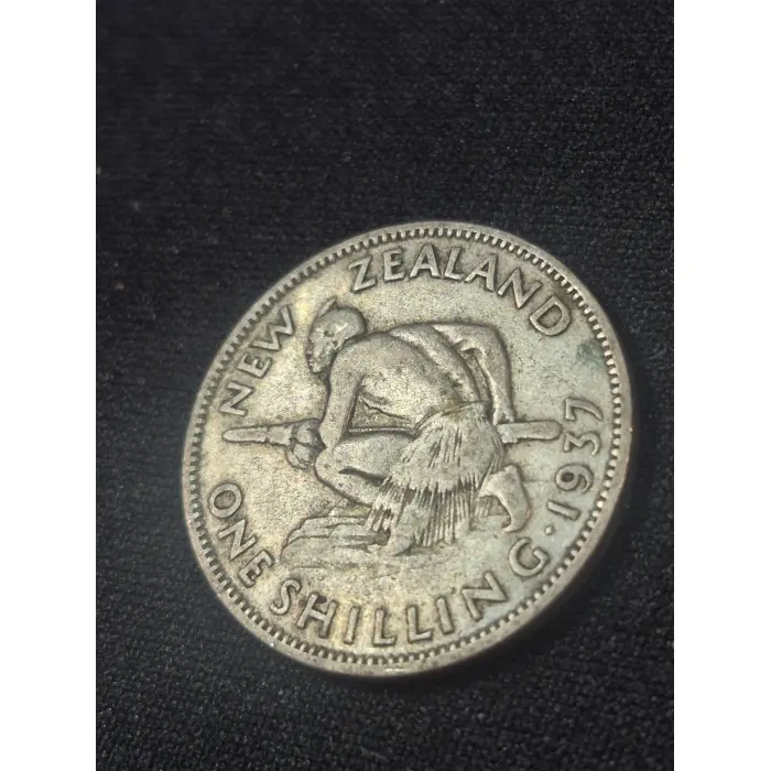 1937 New Zealand One Shilling Silver Coin – King George VI