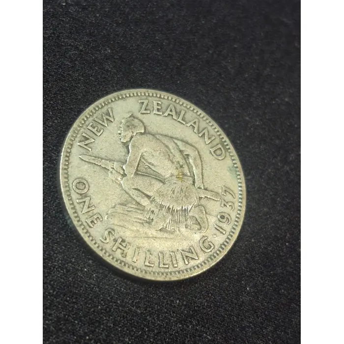1937 New Zealand One Shilling Silver Coin – King George VI