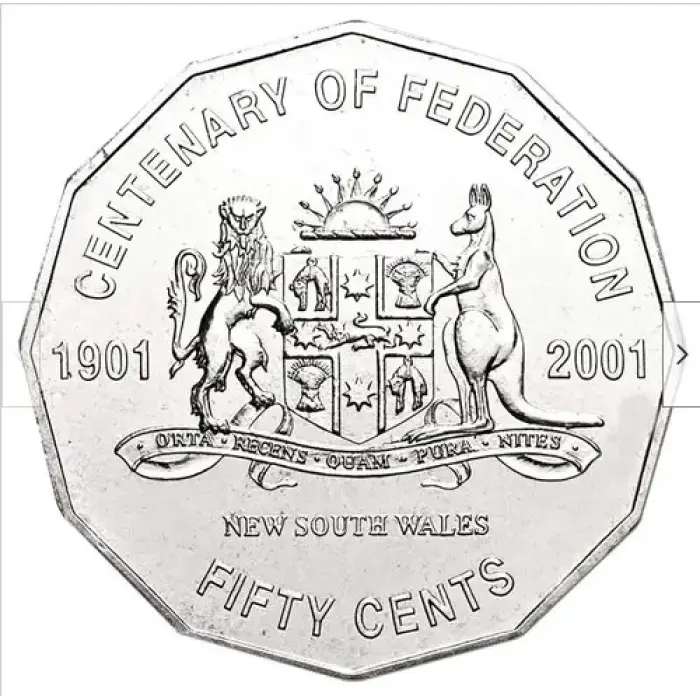 50c 2001 Centenary of Federation SET of 7 Fifty Cent Coin Circulated
