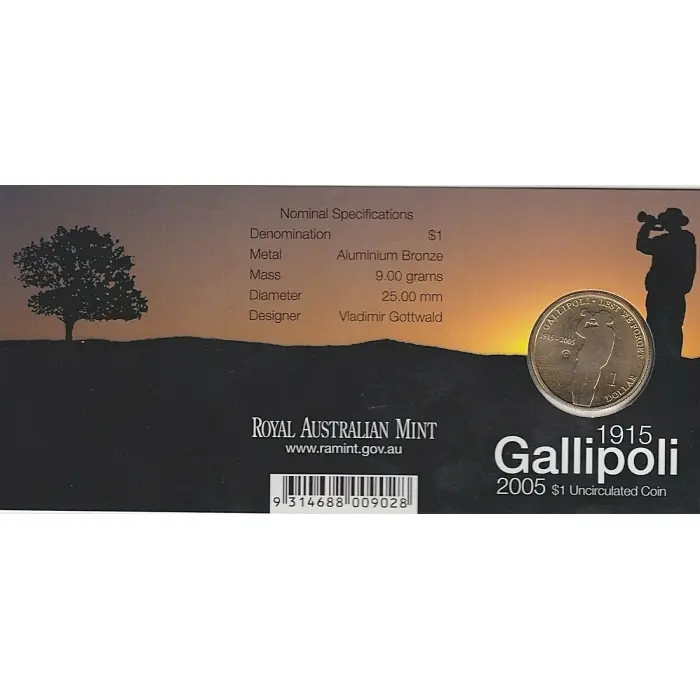 2005 Gallipoli $1 'C' Canberra Mintmark Uncirculated Coin