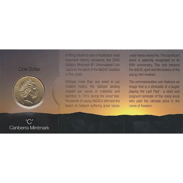 2005 Gallipoli $1 'C' Canberra Mintmark Uncirculated Coin