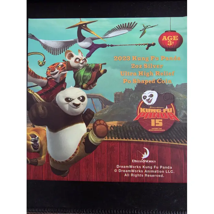 2023 Kung Fu Panda 2oz  Silver Ultra High Relief PO Shaped Coin 600 worldwide