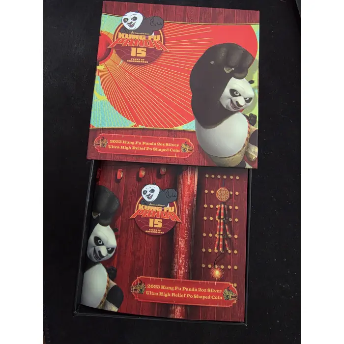 2023 Kung Fu Panda 2oz  Silver Ultra High Relief PO Shaped Coin 600 worldwide