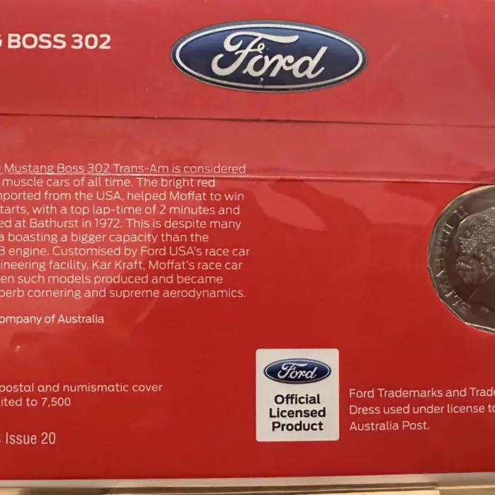 2018 50c PNC - Ford 1969 Mustang Boss 302 Coloured Coin