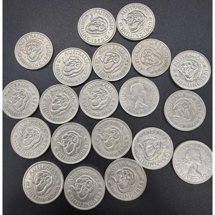 20X mixed date 50% silver shillings- good mix of dates including 1946 dot