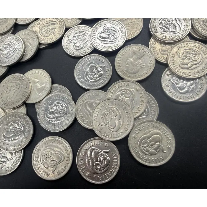 20X mixed date 50% silver shillings- good mix of dates including 1946 dot