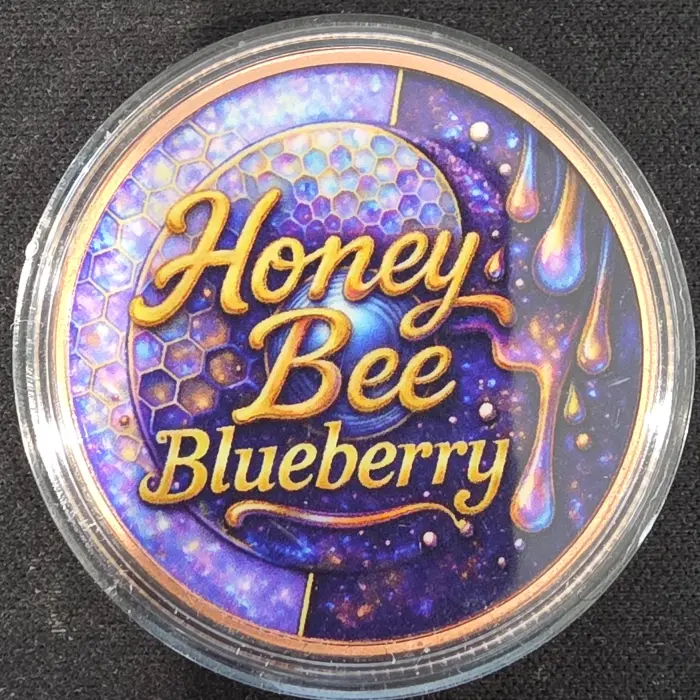 1oz  999 fine colorised copper round  Honeybee Blueberry