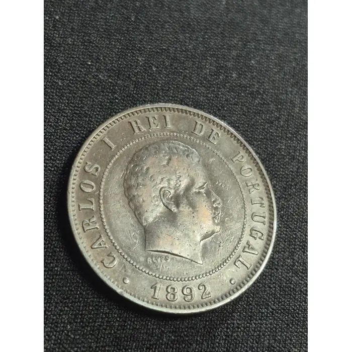 Antique 1892 Portugal 20 Reis Coin – King Carlos I – Bronze Numismatic Collectib