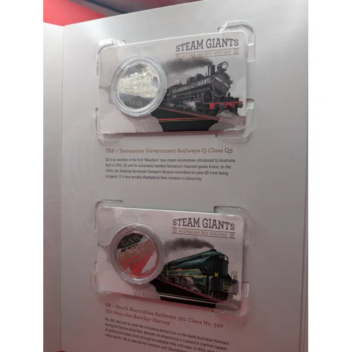 2025 50c Steam Giants - Complete Set of 7x 50c Collector Cards in Folder