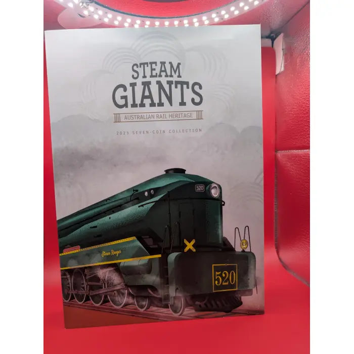2025 50c Steam Giants - Complete Set of 7x 50c Collector Cards in Folder