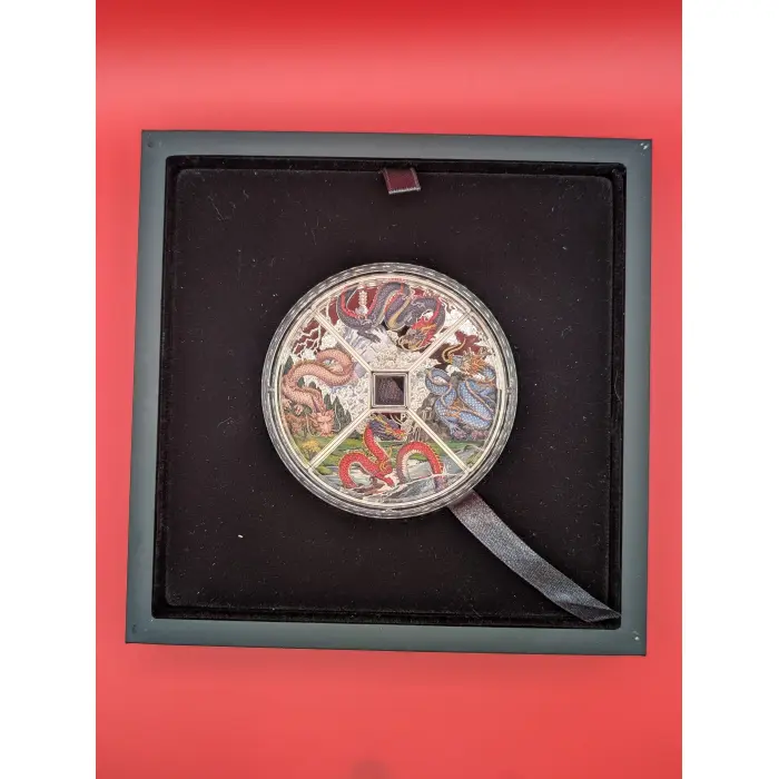 2024 Australian Year of the Dragon Quadrant 1oz Silver Proof Coloured 4-Coin Set
