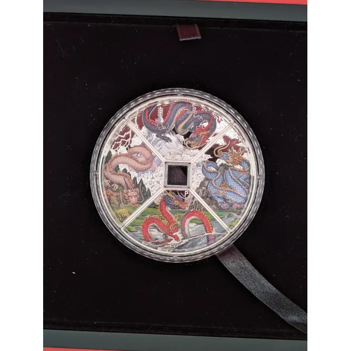 2024 Australian Year of the Dragon Quadrant 1oz Silver Proof Coloured 4-Coin Set