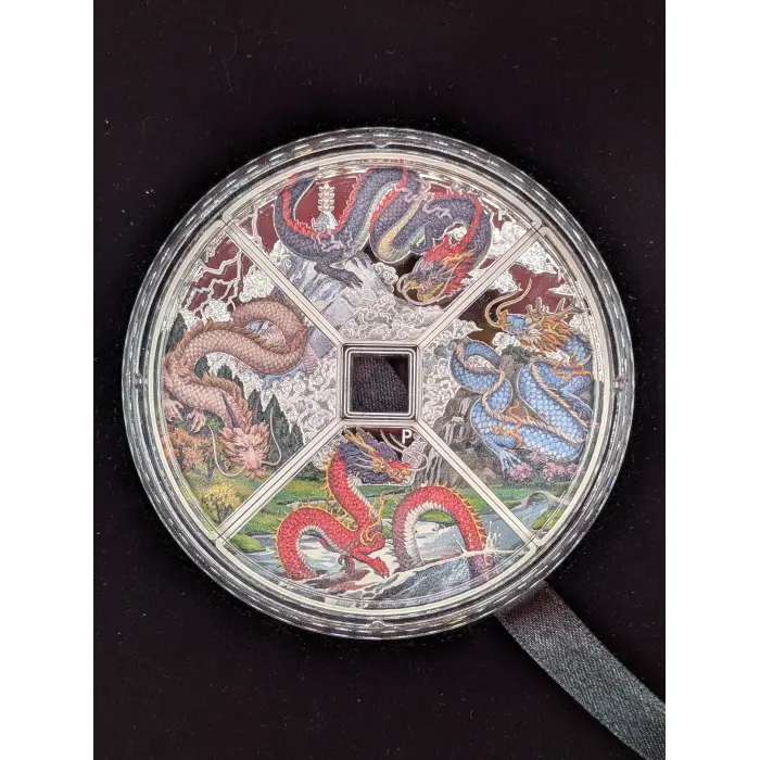 2024 Australian Year of the Dragon Quadrant 1oz Silver Proof Coloured 4-Coin Set