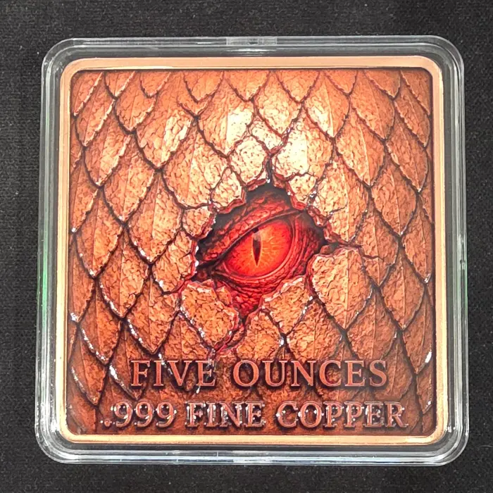 5oz 999 copper square dragon bar