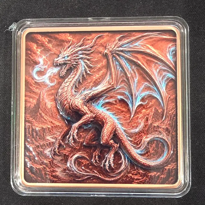 5oz 999 copper square dragon bar