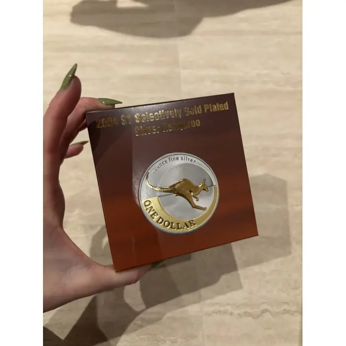 2004 Wojciech Pietranik $1 Silver Kangaroo and selective gold plating 