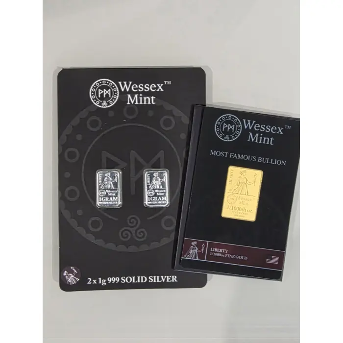 1/1000th oz gold bar and 2 x 1g silver bar bundle "Liberty"