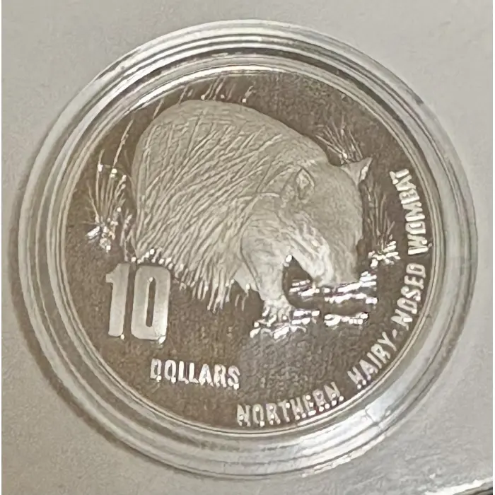 Royal Aus Mint -1998 $10 Silver Proof Aus Endangered Northern Hairy-Nosed Wombat