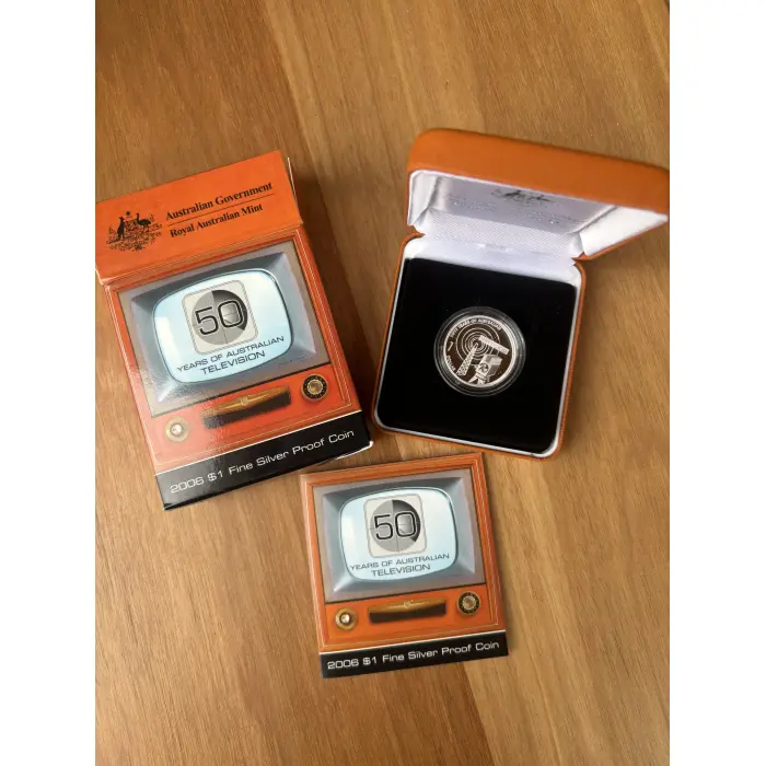 2006 50 Years of TV $1 Silver Proof Coin 