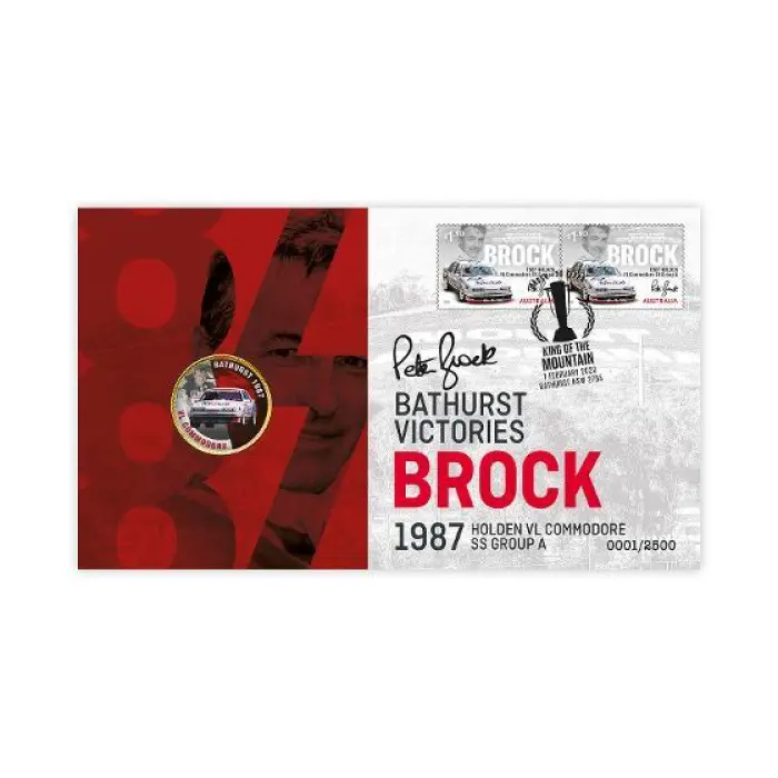 2022 PETER BROCK & HOLDEN 1987 VL COMMODORE STAMP & MEDALLION COVER