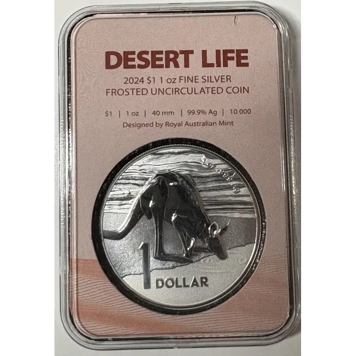 2024 RAM $1 - Kangaroo Series - Desert Life 1oz Fine Silver Frosted Coin