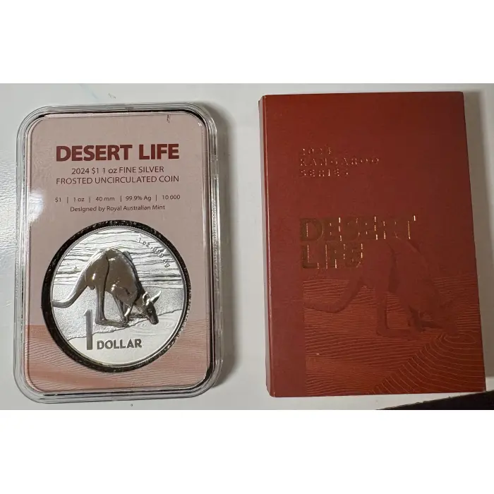 2024 RAM $1 - Kangaroo Series - Desert Life 1oz Fine Silver Frosted Coin