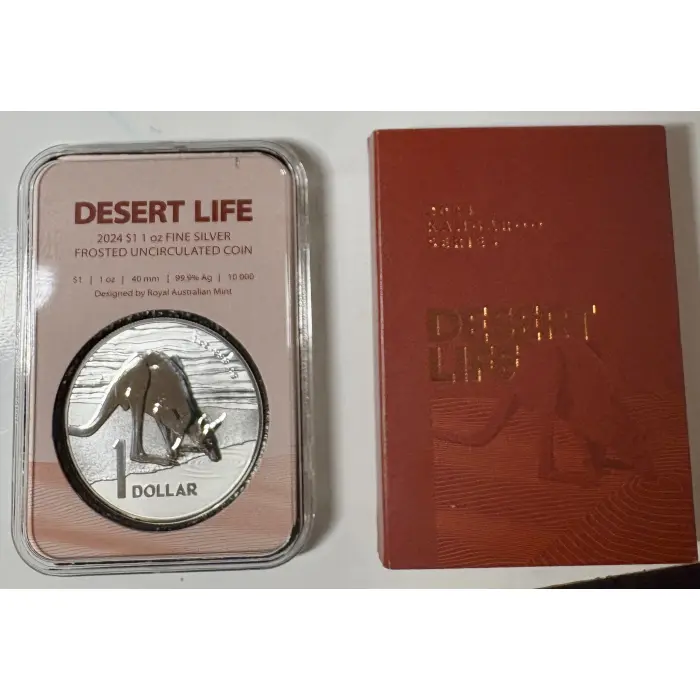2024 RAM $1 - Kangaroo Series - Desert Life 1oz Fine Silver Frosted Coin