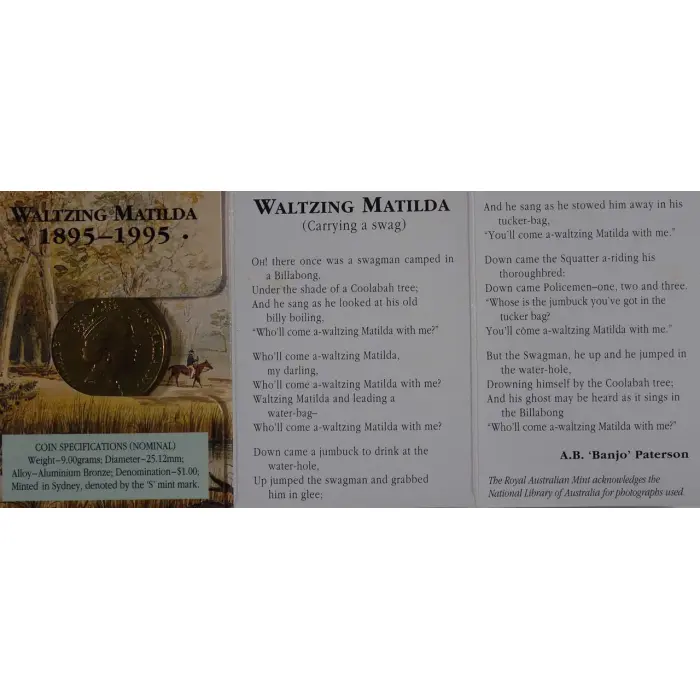 1995 Waltzing Matilda $1 ('C' Mint Mark)