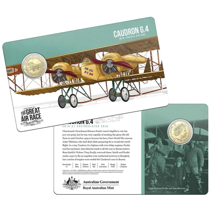 2019 $1 Centenary of the Great Air Race Coin Collection 8 Coin Set with Tin