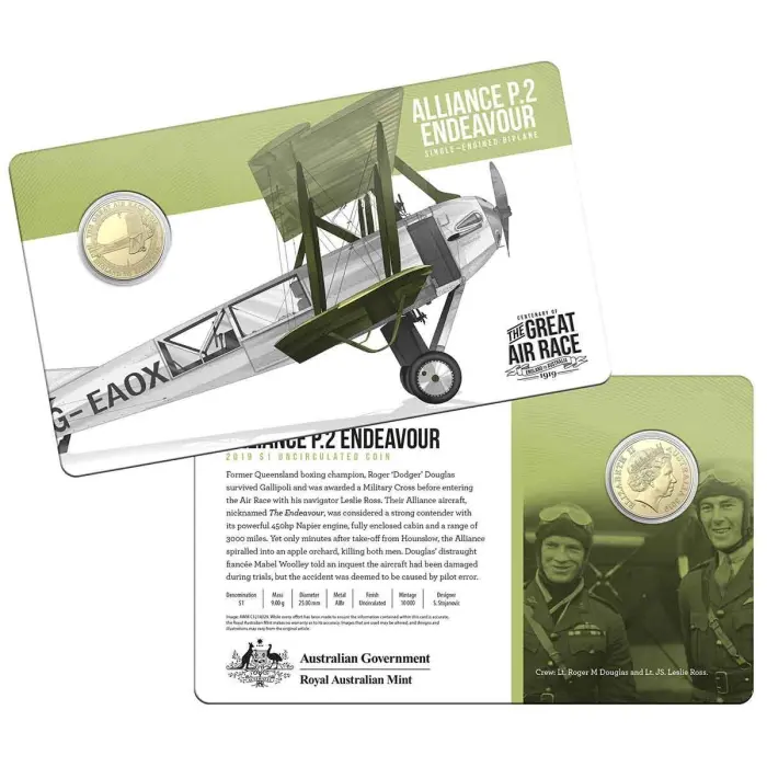 2019 $1 Centenary of the Great Air Race Coin Collection 8 Coin Set with Tin