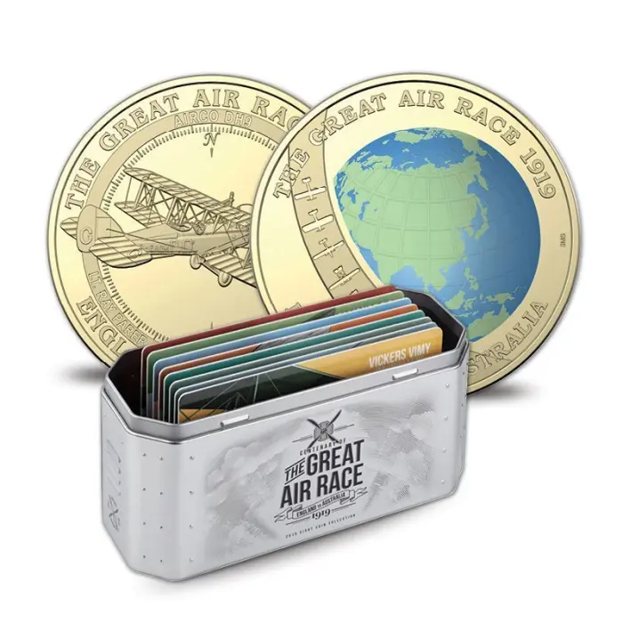 2019 $1 Centenary of the Great Air Race Coin Collection 8 Coin Set with Tin