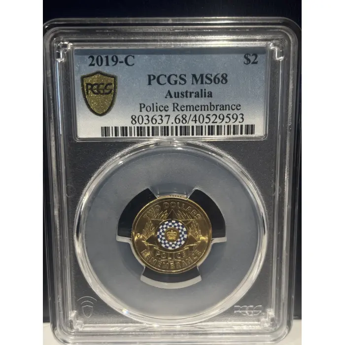 2019 C MINT MARK PCGS MS68 $2 POLICE REMEMBRANCE COIN