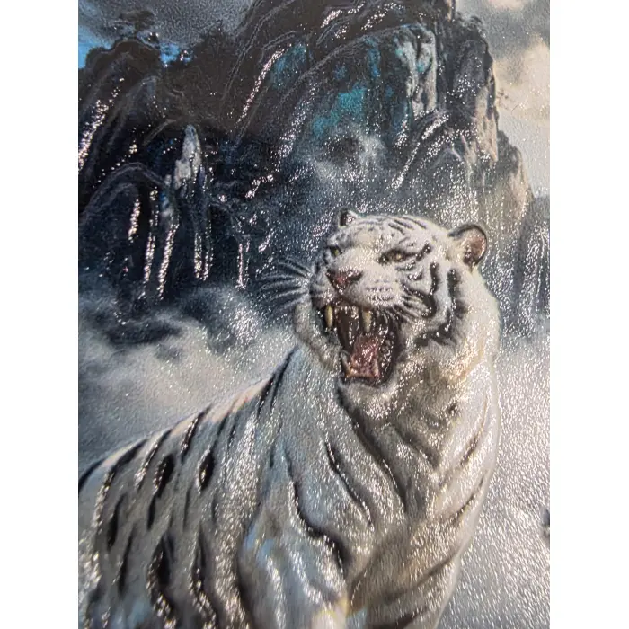 5oz 999 fine copper high relief colourised "flaming white tiger"