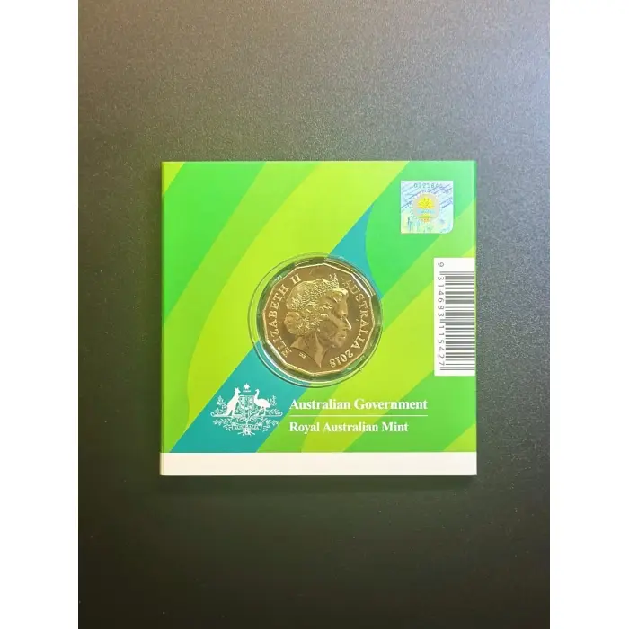 2018 Australia Gold Coast XXI Commonwealth Games 50c Cents Plated UNC Coin Card