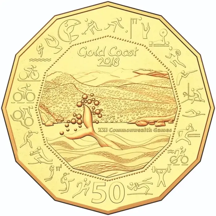 2018 Australia Gold Coast XXI Commonwealth Games 50c Cents Plated UNC Coin Card