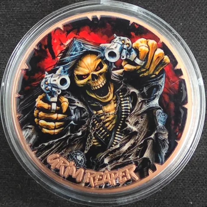1oz 999 copper colorised round "GRIM REAPER" Republic of Liberia