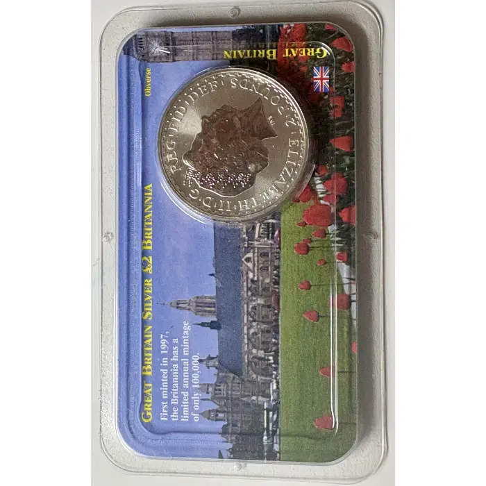 2000 UK  2 Pounds Britannia 1 oz Fine Silver BU Coin QEII