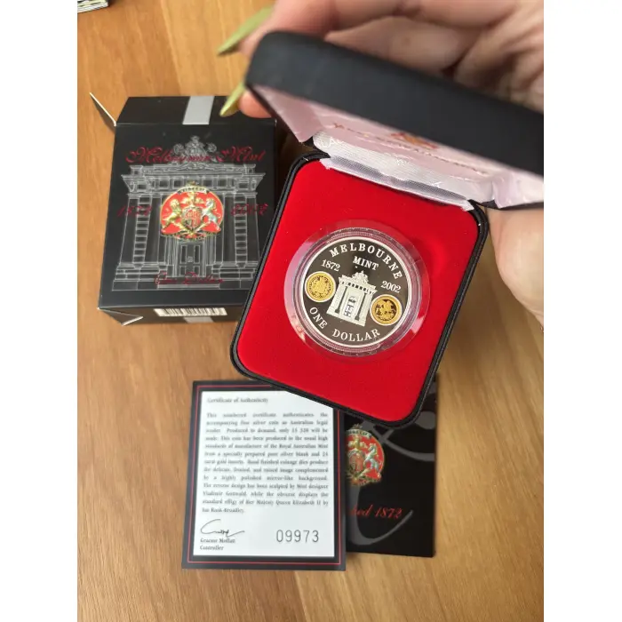 2002 Melbourne Mint $1 Silver and Gold Proof Coin 