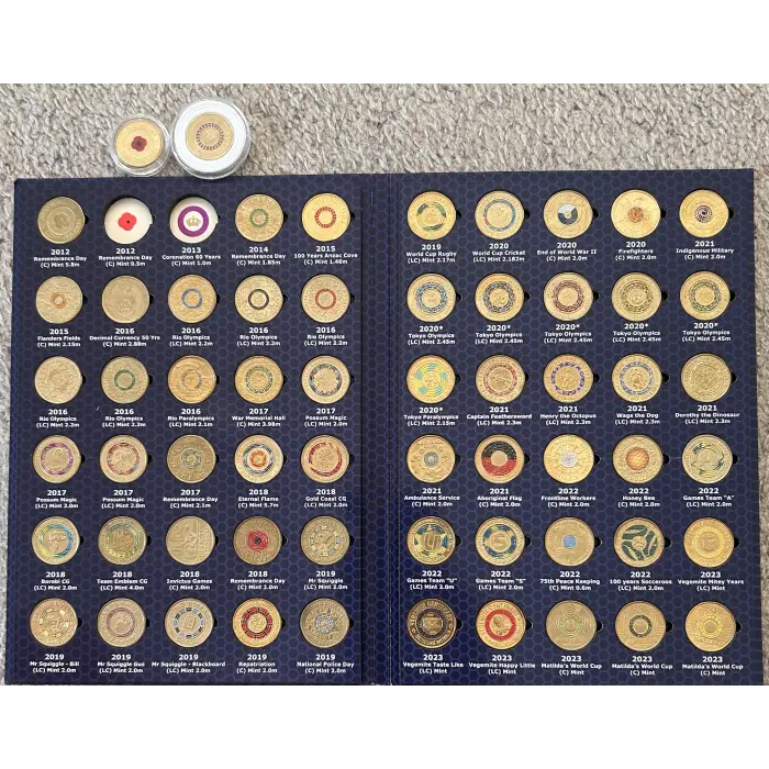 $2 coloured coins  circulated collectors folder  2012-2023