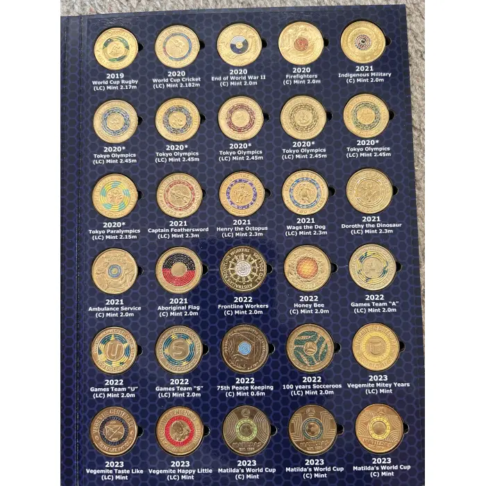 $2 coloured coins  circulated collectors folder  2012-2023