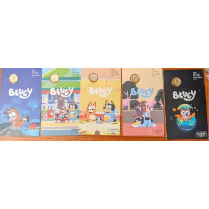 2026 $2 BLUEY CARDED COIN SET WITH PRIVY MARK - 5 CARDED COIN SET