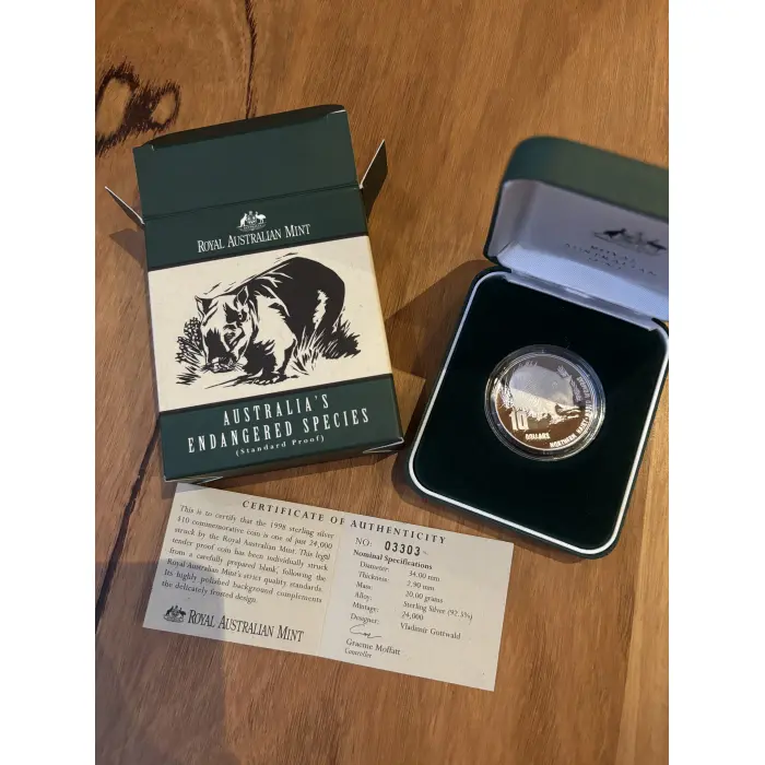 1998 Australia Endangered Species $10 Silver Coin - Standard 20g Proof