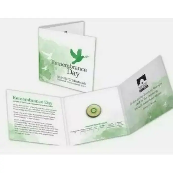 2014 RAM $2 Remembrance Day C MM Green Dove Carded Coin Unc 