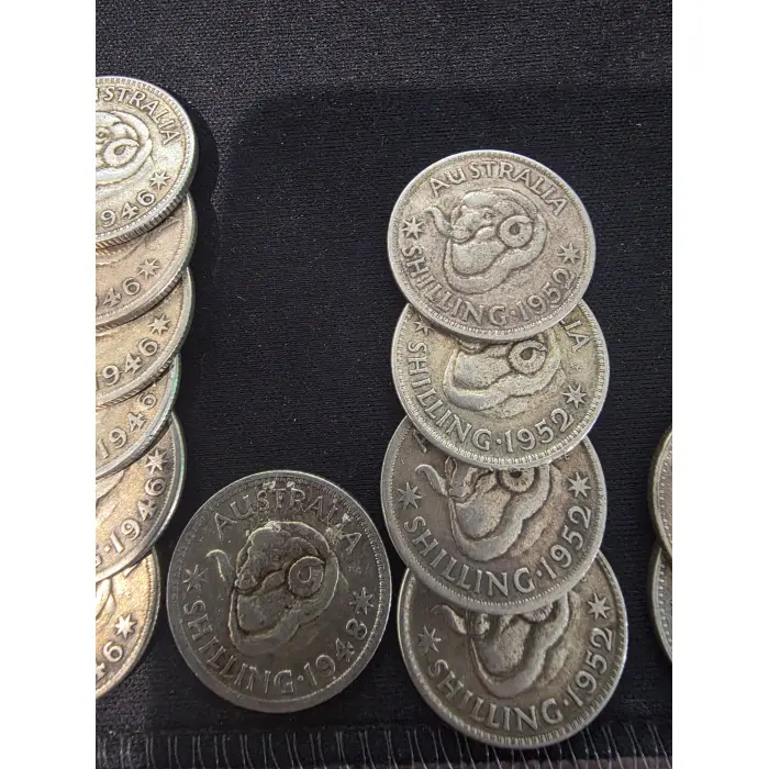 Australian Shilling 16 Coin Lot Mixed Years 1946-1960 50% Silver