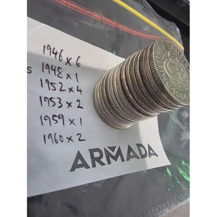 Australian Shilling 16 Coin Lot Mixed Years 1946-1960 50% Silver