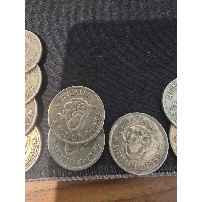 Australian Shilling 16 Coin Lot Mixed Years 1946-1960 50% Silver
