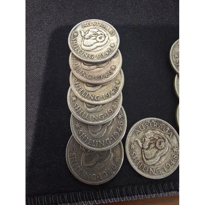 Australian Shilling 16 Coin Lot Mixed Years 1946-1960 50% Silver